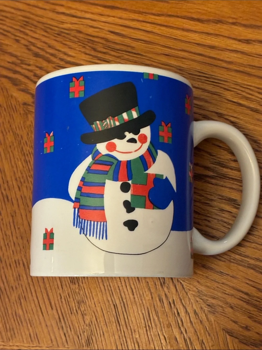 Classic Blue Snowman Holiday Mug